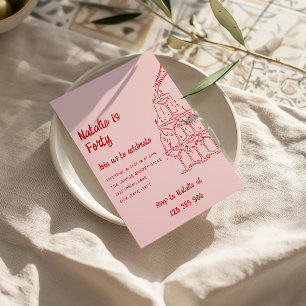 Convites 40° aniversário de champanhe desenhado à mão Torre