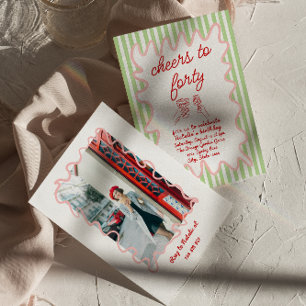 Convites 40° aniversário de stripes coloridas tiradas pela 