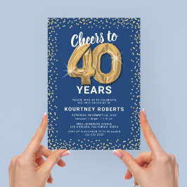 Convites 40 Anos de Idade Azul Ouro