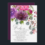 Convites 40 e fabulosa aniversário de 40 anos Floral Elegan<br><div class="desc">40 e Fabulosa aniversário de 40 anos Floral Invtions apresenta um buquê de flor de cor d'água na moda em rosa, roxo e burgundy com verde. Basta adicionar seu texto personalizado para seus convites de 40 anos. Personalizado editando o texto nas caixas de texto fornecidas. Elaborado por ©Evco Studio www.zazzle.com/store/evcostudio...</div>