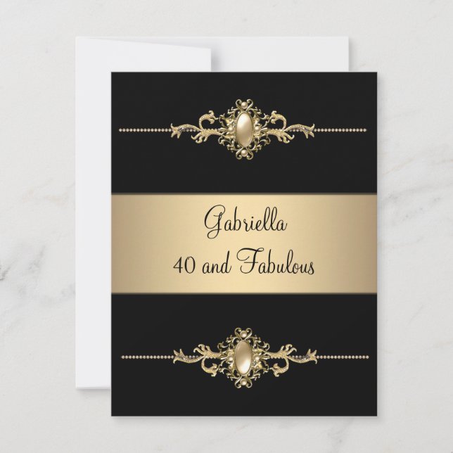 Convites 40 e fabulosa Festa de aniversário de café preto (Frente)