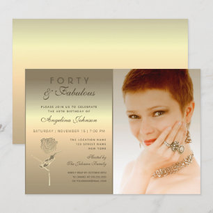 Convites 40 e Fabulosas , Foto de Flor de Rosa Dourada Glam