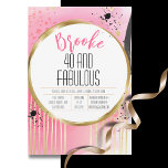 Convites 40 e Fabuloso aniversário de 40 anos Abstrato pret<br><div class="desc">Procurando um retrô para a grande festa do aniversário de 40 anos? Algo que vai adicionar bastante diversão à comemoração? Você pode adicionar uma mensagem pessoal e o nome dela também!</div>