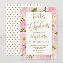 40 e Fabuloso aniversário de 40 anos Floral Dourad