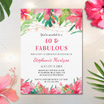 Convites 40 e Fabuloso Aniversário Luzes Tropicais Havaiana<br><div class="desc">Esses 40 e fabulosos convites de festas de aniversários tropicais apresentam design de aquarela de flores tropicais,  folhagem e linhas de luz. Personalize-os com o seu próprio texto.</div>