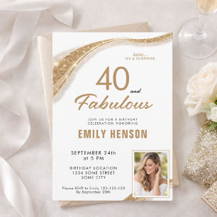 Convites 40 e Fabuloso Brilho Dourado Aniversário de 40 ano