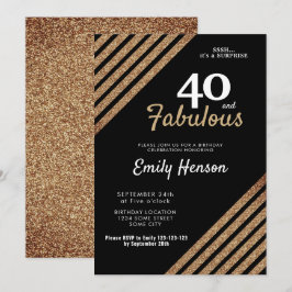 Convites 40 e Fabuloso Elegante Brilho Dourado Aniversário 