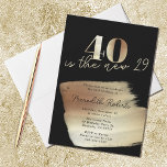 Convites 40 é o Novo 29 Partido Negro Dourado<br><div class="desc">40 é o novo 29 Dourado no Convite de festas aniversário de 40 anos preto... Nosso ouro atraente sobre convite de festas preto apresenta o número 40 sobreposto com folha metálica falsa de ouro seguida de "é o novo 29" na coordenação da tinta dourada. Abaixo, está seu texto de convite...</div>