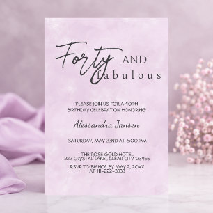 Convites 40 & Fabuloso Aniversário de 40 anos em Lavanda