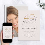 Convites 40 fotos Douradas e cor-de-rosa sem falhas<br><div class="desc">"40 e sem falhas" - é o novo "40 e fabuloso!" Este convite para aniversário de 40 anos da mulher branca e rosa-claro, dourada e negra é simples, fresco e único. Apresentando o número "40" em folha de ouro falsa, "e sem falhas" e o nome personalizado e a informação de...</div>