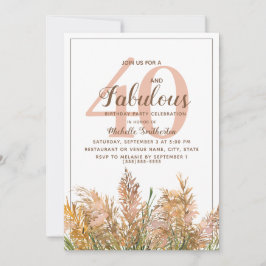 Convites 40 Pampas Fabulosas Grass no Aniversário Branco