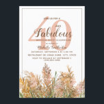 Convites 40 Pampas Fabulosas Grass no Aniversário Branco<br><div class="desc">Linda relva Pampas,  ao estilo do livro,  em branco 40 e Fabuloso convite de festas de aniversário de 40 anos para mulheres. Entre em contato conosco para obter ajuda com a personalização ou para solicitar produtos correspondentes.</div>