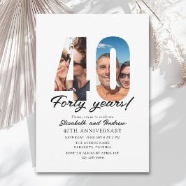 Convites 40th Anniversary with Photo Minimalist