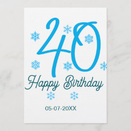 Convites 40th birthday add name date year blue template