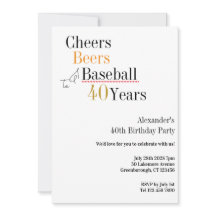 40th Birthday Baseball Cheers Beers 40 Years Party