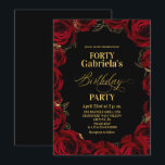 Convites  40th Birthday Party Black Red Gold Floral<br><div class="desc">Modern black and red with gold birthday invitation template is perfect for stylish birthday party. Elegant-minimalistic themed invite is full of fun and modern design elements,  elegant calligraphy and modern fonts. Birthdays are special days,  and this invite can help it make a memorable for friends.</div>