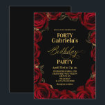 Convites  40th Birthday Party Black Red Gold Floral<br><div class="desc">Modern black and red with gold birthday invitation template is perfect for stylish birthday party. Elegant-minimalistic themed invite is full of fun and modern design elements,  elegant calligraphy and modern fonts. Birthdays are special days,  and this invite can help it make a memorable for friends.</div>