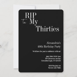 Convites 40th Birthday RIP 30s Black and White Party