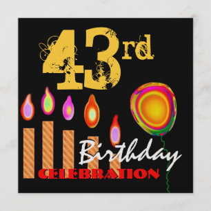 Convites 43º Aniversário, Douradas Velas e Balão Metáli