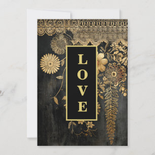 Convites *~ 43 QR RSVP AR26 Dourado LOVE Lace LOVE Casament