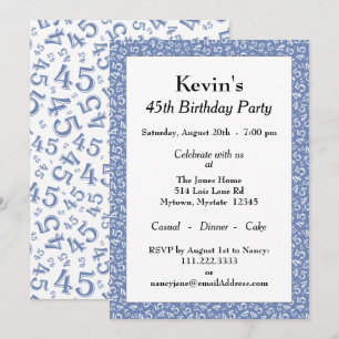 Convites 45ª Festa de aniversário, Padrão de Número Bra