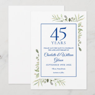 Convites 45º aniversário 65º aniversário Salve a data verde