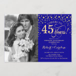 Convites 45º aniversário de casamento com a foto - Dourado<br><div class="desc">45º Convite de Aniversário de Casamento com Foto. Design elegante em ouro e azul-real de safira com letra de script e confete. Pode ser personalizado para mostrar qualquer ano de casamento. Saúde para 45 anos!</div>