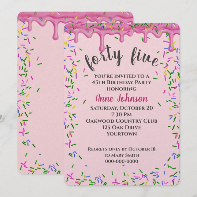 Convites 45.º Aniversário, Grito Rosa E Préguas (Frente/Verso)