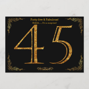 Convites 45.a Festa de aniversário,Gatsby styl,dourado pre