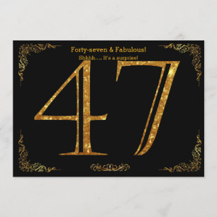 Convites 47.a Festa de aniversário,Gatsby styl,dourado pre