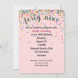 Convites 49ª Festa de aniversário Confetti a rosa
