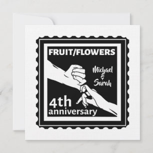 Convites 4.º aniversário de casamento com mãos românticas