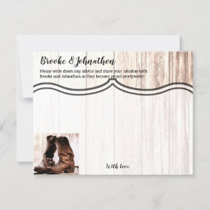 Convites 4.25x5.5 Advice Card Boots Country Rustic Western