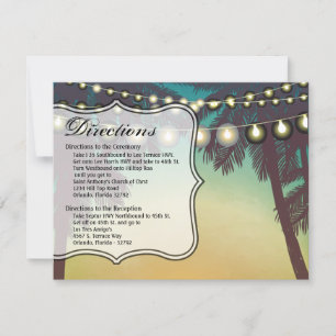Convites 4.25x5.5 Direction Card Beach Sunset Palm Trees Ru