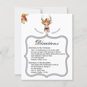 Convites 4.25x5.5 Direction Card boho veado Buck Head Brown