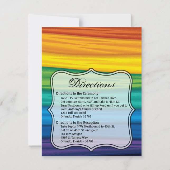 Convites 4.25x5.5 Direction Card lgbtq arco-íris flag lésbi (Frente)