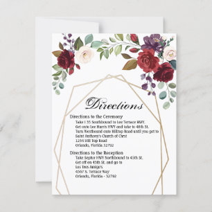Convites 4.25x5.5 Placa de Direção Rosas brancas Douradas G