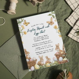 Convites 4 coelhos e ovos Brunch e Caça de Ovos na Páscoa