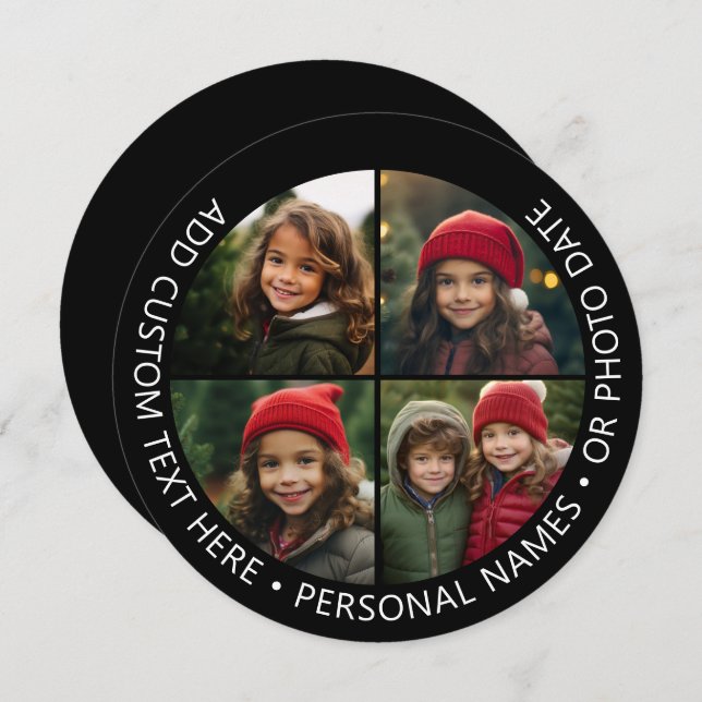 Convites 4 Colagem de Fotos com Curvatura Texto Personaliza (Frente/Verso)