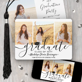 Convites 4 Colagem de Fotos - Graduação Simples de Script M