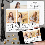 Convites 4 Colagem de Fotos - Graduação Simples de Script M<br><div class="desc">Compartilhe a alegria de um segundo grau ou formandos e convide a família e os amigos a celebrarem com estes convites personalizados de quatro colagens de fotos em preto e branco. Todas as imagens e textos são simples de personalizar. (DICA DE IMAGEM: Uma maneira fácil de centralizar uma foto exatamente...</div>