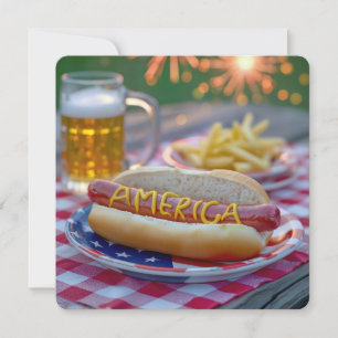 Convites 4 de julho American Hot Dog