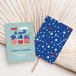 Convites 4 de julho Azul Branco Vermelho Aniversário