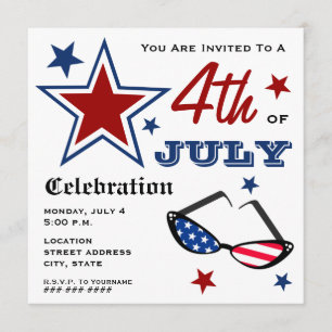Convites 4 de julho Bandeiras Patrióticas Americanas