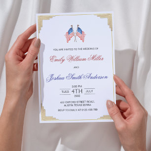 Convites 4 de julho Casamento Patriótico Americano