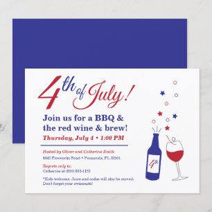 Convites 4 de julho CHURRASCO de vinho tinto e cerveja