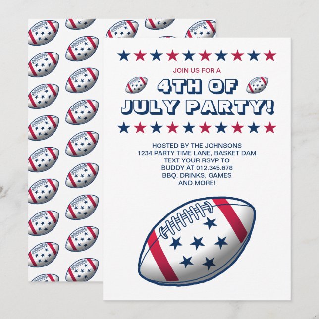 Convites 4 de julho de futebol (Frente/Verso)