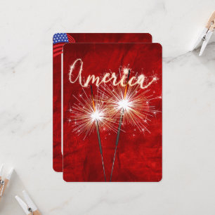 Convites 4 de julho do Partido Sparkler on Red