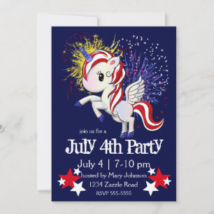 Convites 4 de julho do Unicórnio Americano Pegasus Rainbow