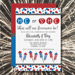 Convites 4 De Julho, Firecracker Baby Gênero Revelação
